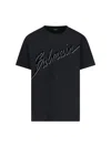 Balmain Men Black T-shirt With Logo Lettering On The Front In Cotton Man In Black