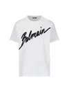 Balmain White Crewneck T-shirt With Maxi Logo Lettering On The Front In White