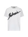 Balmain White Crewneck T-shirt With Maxi Logo Lettering On The Front In White
