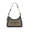 Balmain Lettering Detail Shoulder Bag In Kaki Noir