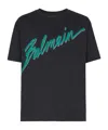 Balmain Black Crewneck T-shirt With Logo Lettering Print On The Front In Cotton Man