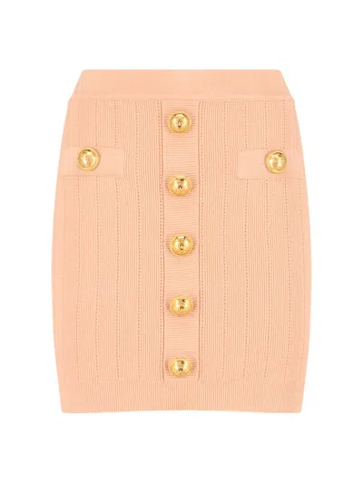 Balmain Light & Natural Viscose-blend Skirt In Pink