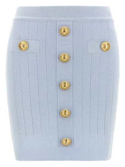BALMAIN LIGHT BLUE CHIOCCIOLA SKIRT