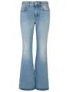 Balmain Flared Cotton Jeans Distressed Finish In Blue