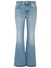 Balmain Flared Cotton Jeans Distressed Finish In Light Blue