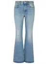 Balmain Flared Cotton Jeans Distressed Finish In Blue