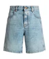 Balmain Light Blue Denim Bermuda Shorts In Blue