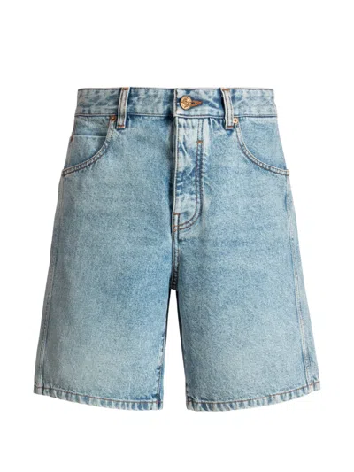 BALMAIN LIGHT BLUE DENIM BERMUDA SHORTS