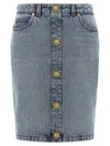 Balmain Denim Skirt Featuring Pockets And Button Accents In Blue