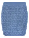 Balmain Pb Monogram Jacquard Mini Skirt In Light Blue