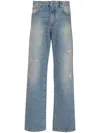 Balmain Distressed And Ripped Blue Jeans In Blue