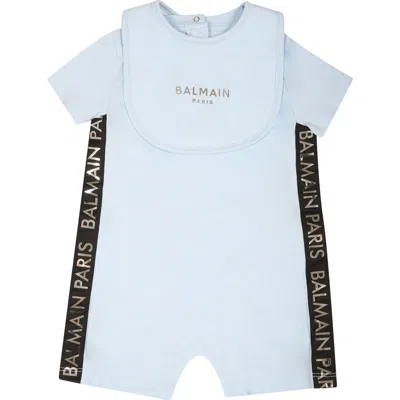 Balmain Light Blue Set For Baby Boy With Logo