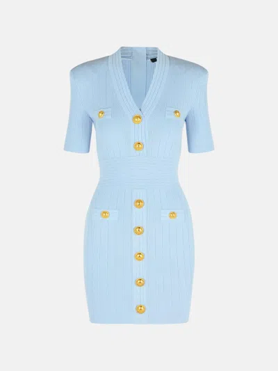 Balmain Light Blue Viscose Blend Dress