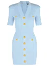 Balmain Light Blue Viscose Blend Dress Women In Blue
