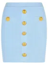 Balmain Light Blue Viscose Blend Miniskirt In Light Blue