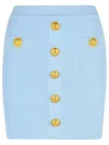 Balmain Light Blue Viscose Blend Miniskirt In Blue