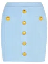 Balmain Light Blue Viscose Blend Miniskirt In Blue