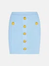 Balmain Light Blue Viscose Blend Miniskirt In Light Blue