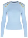 Balmain Light Blue Viscose Blend Sweater Women In Light Blue