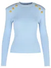 Balmain Light Blue Viscose Blend Sweater Women In Blue