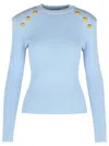Balmain Light Blue Viscose Blend Sweater Women