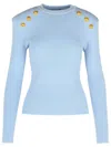 Balmain Light Blue Viscose Blend Sweater Women