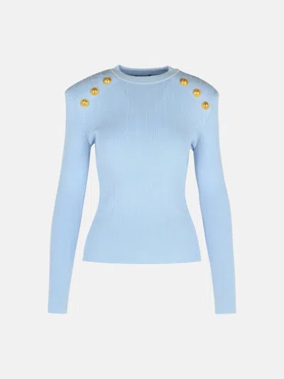 Balmain Light Blue Viscose Blend Sweater