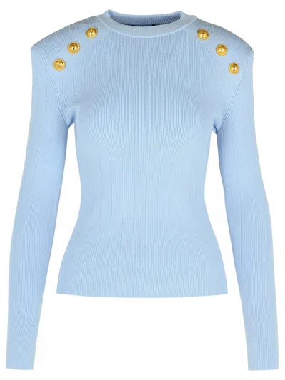Balmain Light Blue Viscose Blend Sweater Women