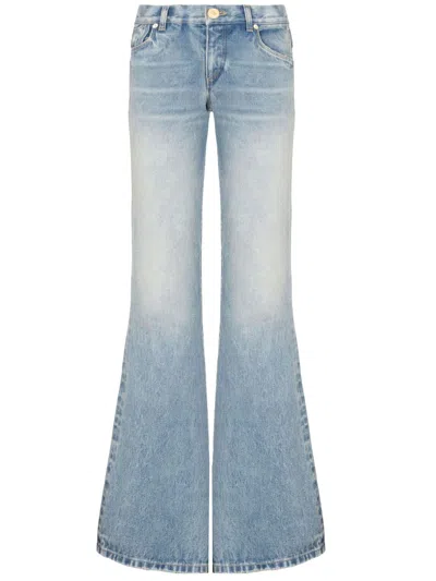Balmain Washed-effect Cropped Denim Jeans In Blue
