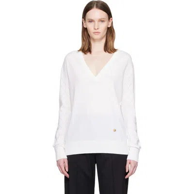 Balmain ホワイト Light Vネック セーター