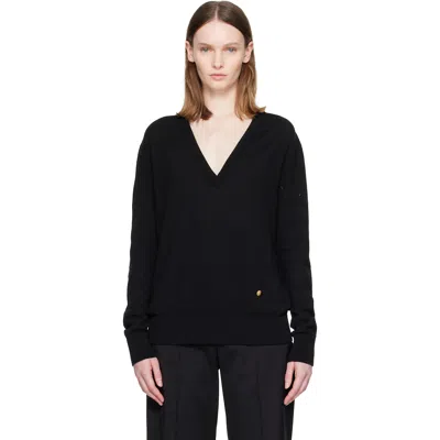 Balmain ブラック Light Vネック セーター In Black