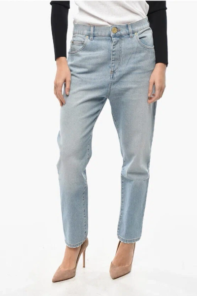 Balmain Light Washed Slim Fit Denims 15cm In Blue