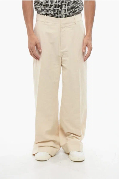Balmain Lightweight Cotton Loose Fit Pants In White