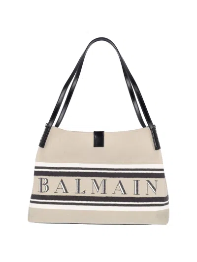 Balmain Lightweight Cotton-blend Shoulder Bag In White