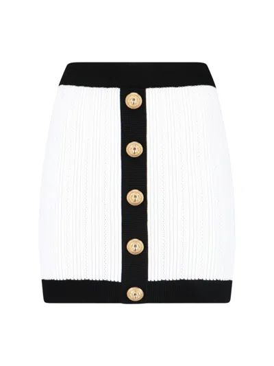 Balmain Lightweight Viscose-blend Skirt In White