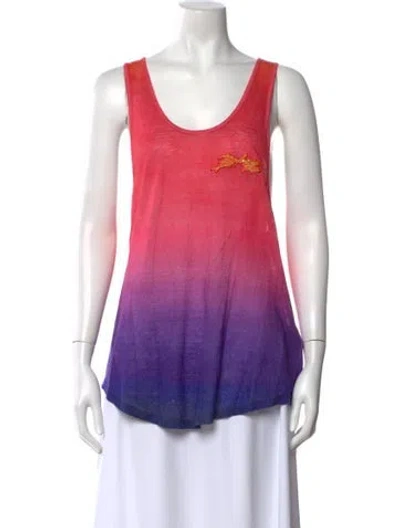 Pre-owned Balmain Linen Colorblock Pattern Top In Pink