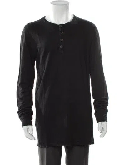 Pre-owned Balmain Linen Crew Neck Henley In Black