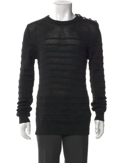 Pre-owned Balmain Linen Crew Neck Pullover In Black