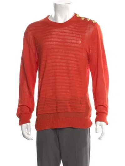 Pre-owned Balmain Linen Crew Neck Pullover In Orange
