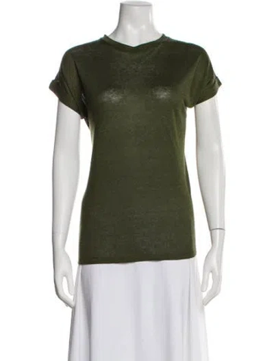 Pre-owned Balmain Linen Crew Neck T-shirt In Green