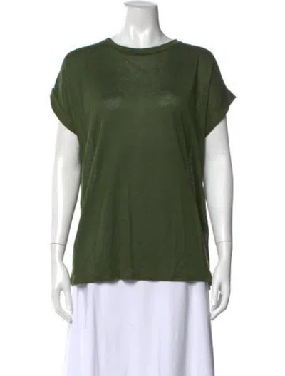 Pre-owned Balmain Linen Crew Neck T-shirt In Green