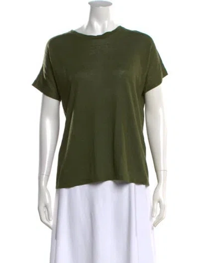 Pre-owned Balmain Linen Crew Neck T-shirt In Green