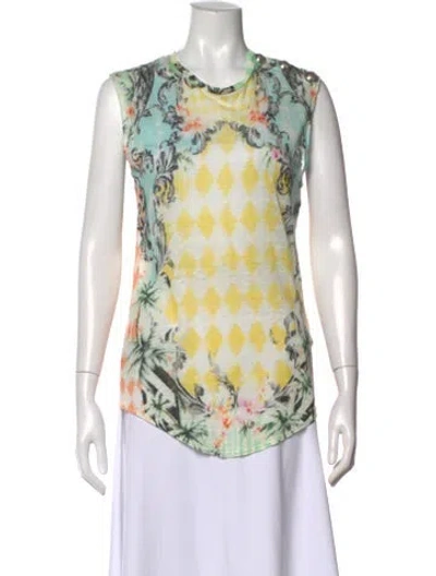 Pre-owned Balmain Linen Floral Print Top In Neutral
