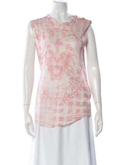 Pre-owned Balmain Linen Graphic Print Top In Neutral