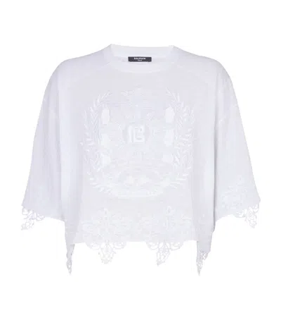 Balmain Linen-lace Baseball T-shirt