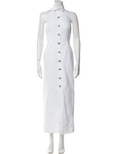 Pre-owned Balmain Linen Long Dress In White