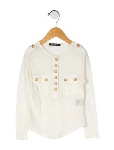 Pre-owned Balmain Babies' Linen Long Sleeve Shirt In Neutral