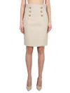Balmain Women's Linen Midi Skirt