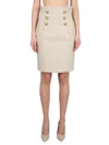 Balmain Women's Linen Midi Skirt In Beige