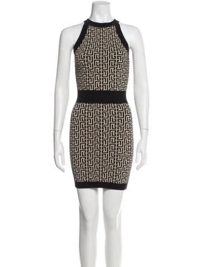 Pre-owned Balmain Linen Mini Dress In Black